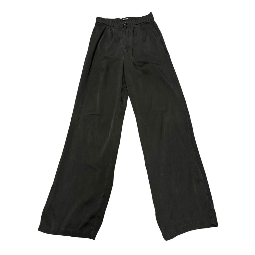 Anine Bing Carrie Silk Charmeuse Pants 26 Black High Rise Wide Leg Pants - Picture 8 of 12